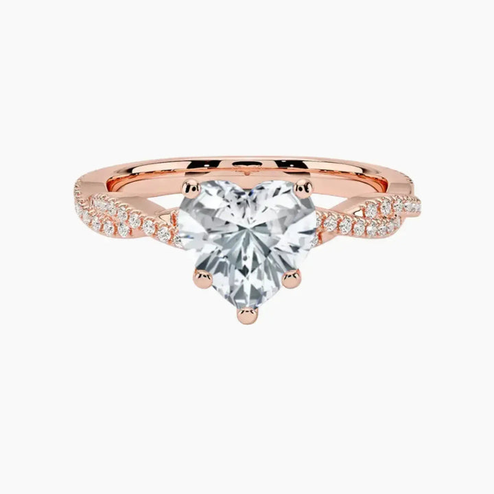 Briar Heart Designer 3 Carat Lab Grown Diamond Engagement Ring in 18K Rose Gold