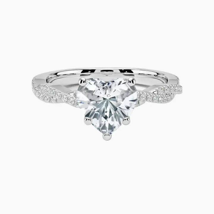 Briar Heart Designer 3 Carat Lab Grown Diamond Engagement Ring in 14K White Gold