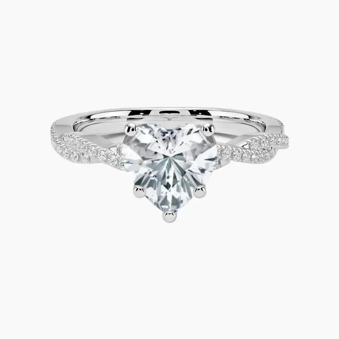 Briar Heart Designer Diamond Ring Setting in 18K White Gold