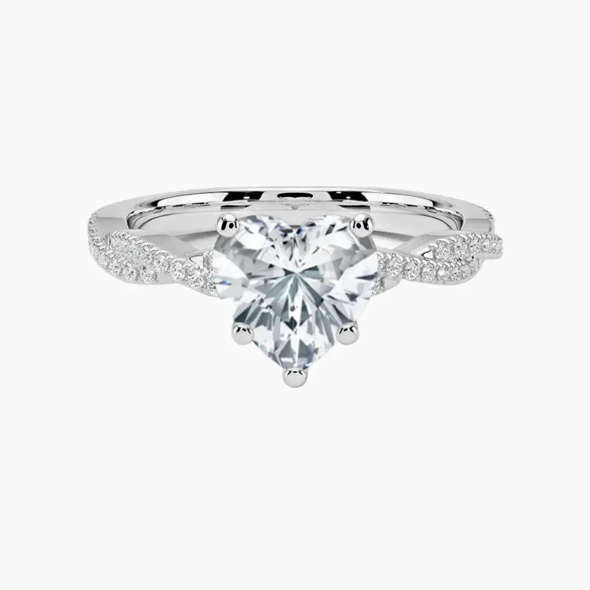 Cassia Heart Designer 2 Carat Lab Grown Diamond Engagement Ring in 18K Yellow Gold
