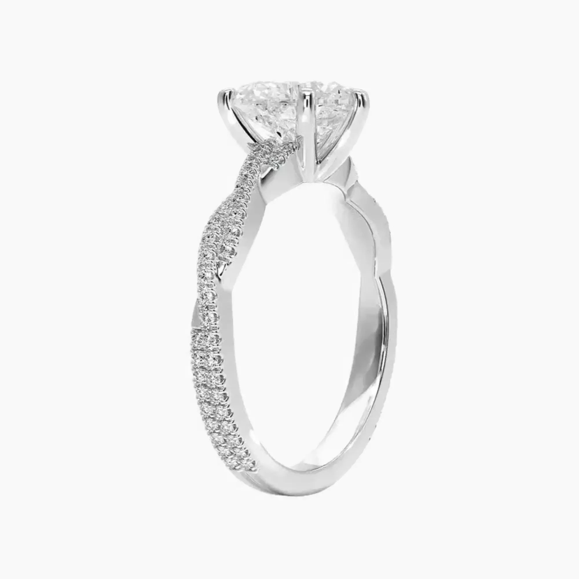 Cassia Heart Designer 3 Carat Lab Grown Diamond Engagement Ring in 18K White Gold