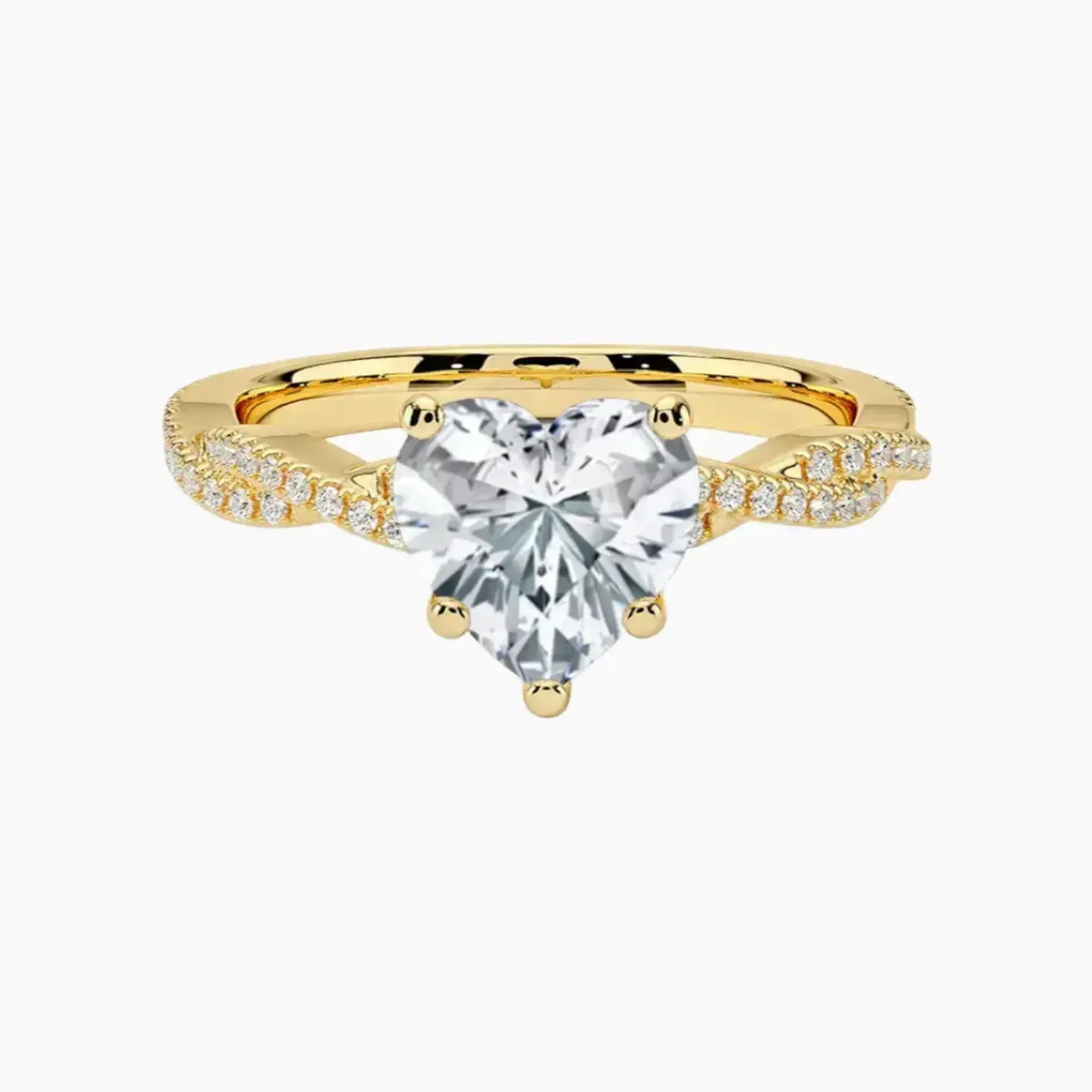 Cassia Heart Designer 3 Carat Lab Grown Diamond Engagement Ring in 18K Yellow Gold