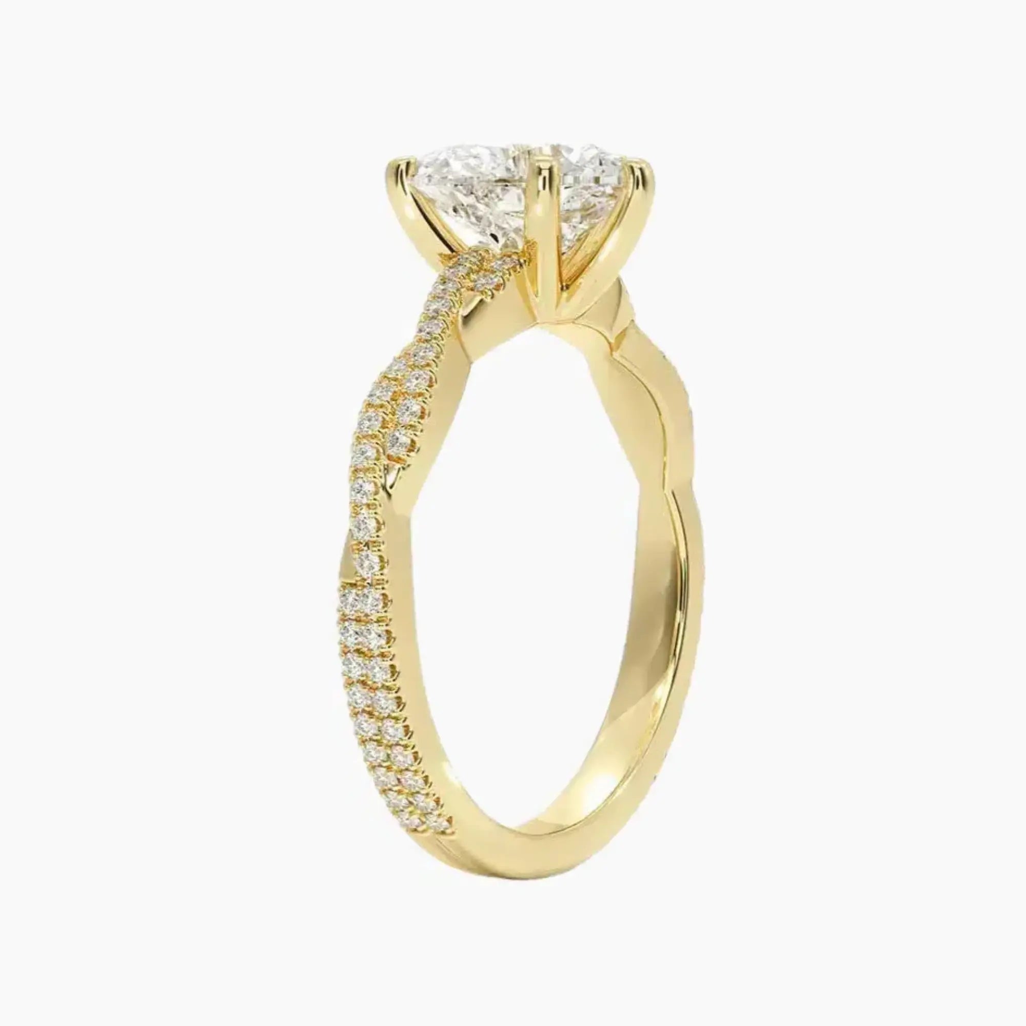 Briar Heart Designer Diamond Ring Setting in 18K Yellow Gold