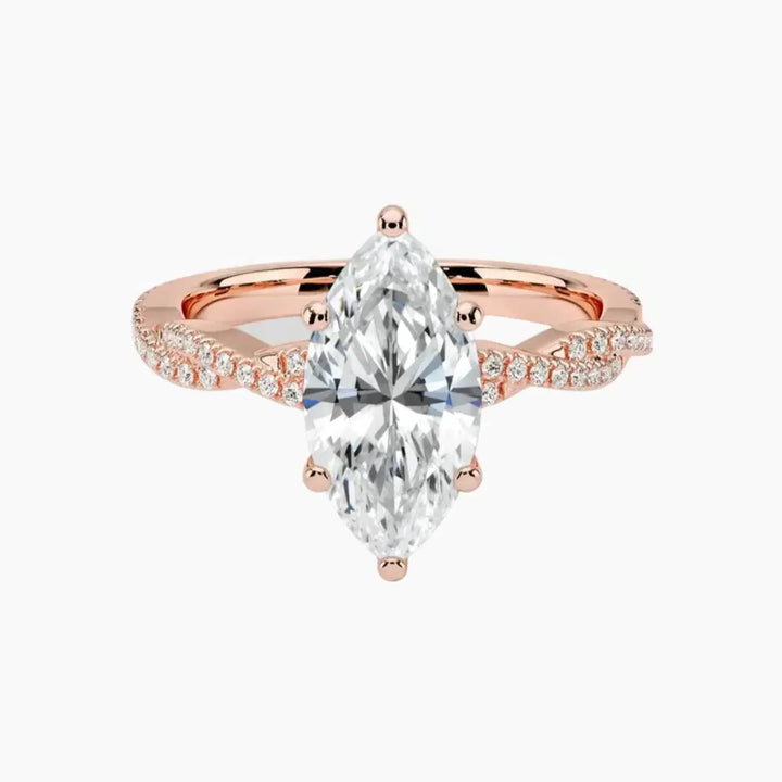 Cassia Marquise Designer 3 Carat Lab Grown Diamond Engagement Ring in 18K Rose Gold