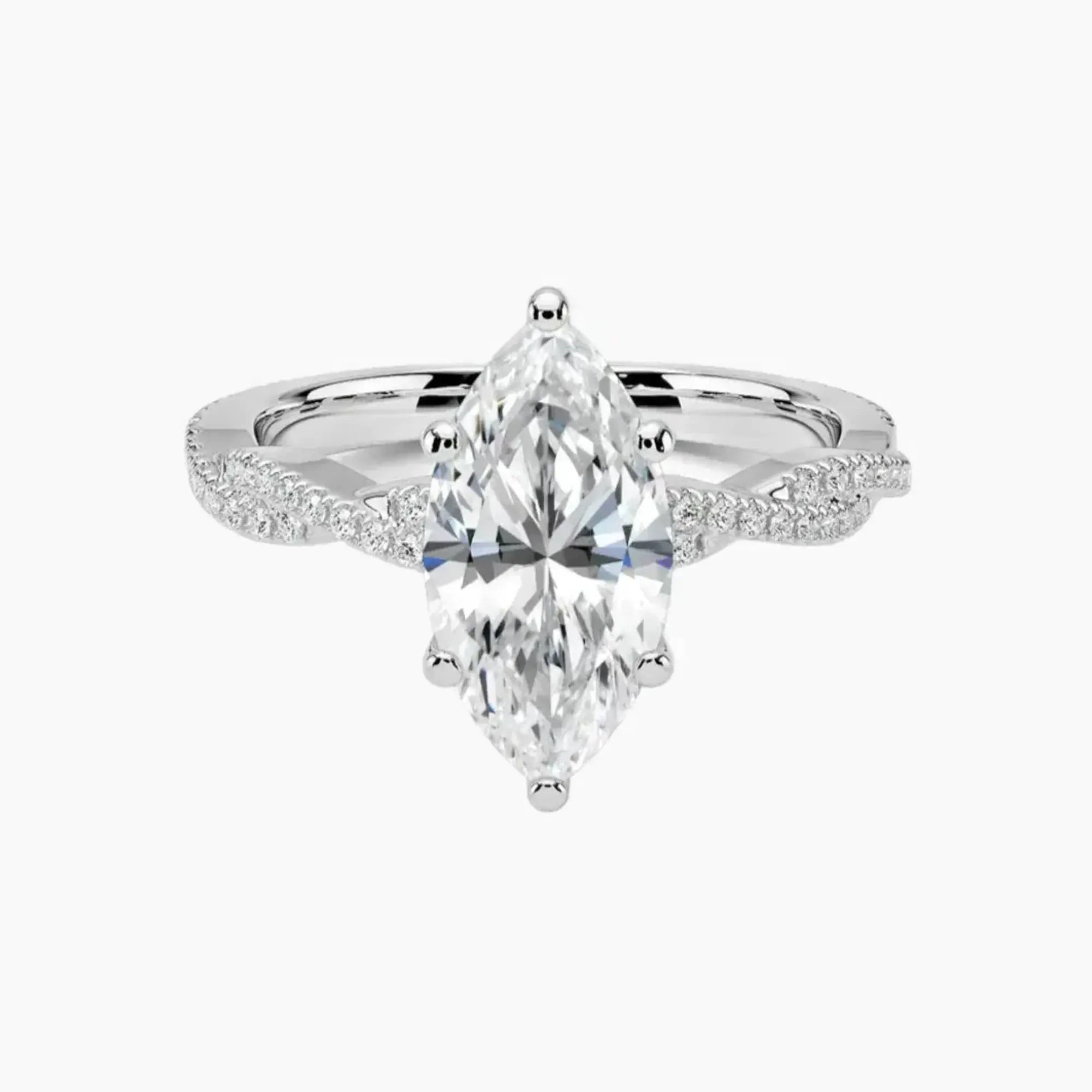 Cassia Marquise Designer 2.5 Carat Lab Grown Diamond Engagement Ring in 14K White Gold