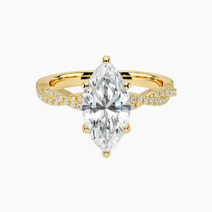 Briar Marquise Designer 2.5 Carat Lab Grown Diamond Engagement Ring in 18K Yellow Gold