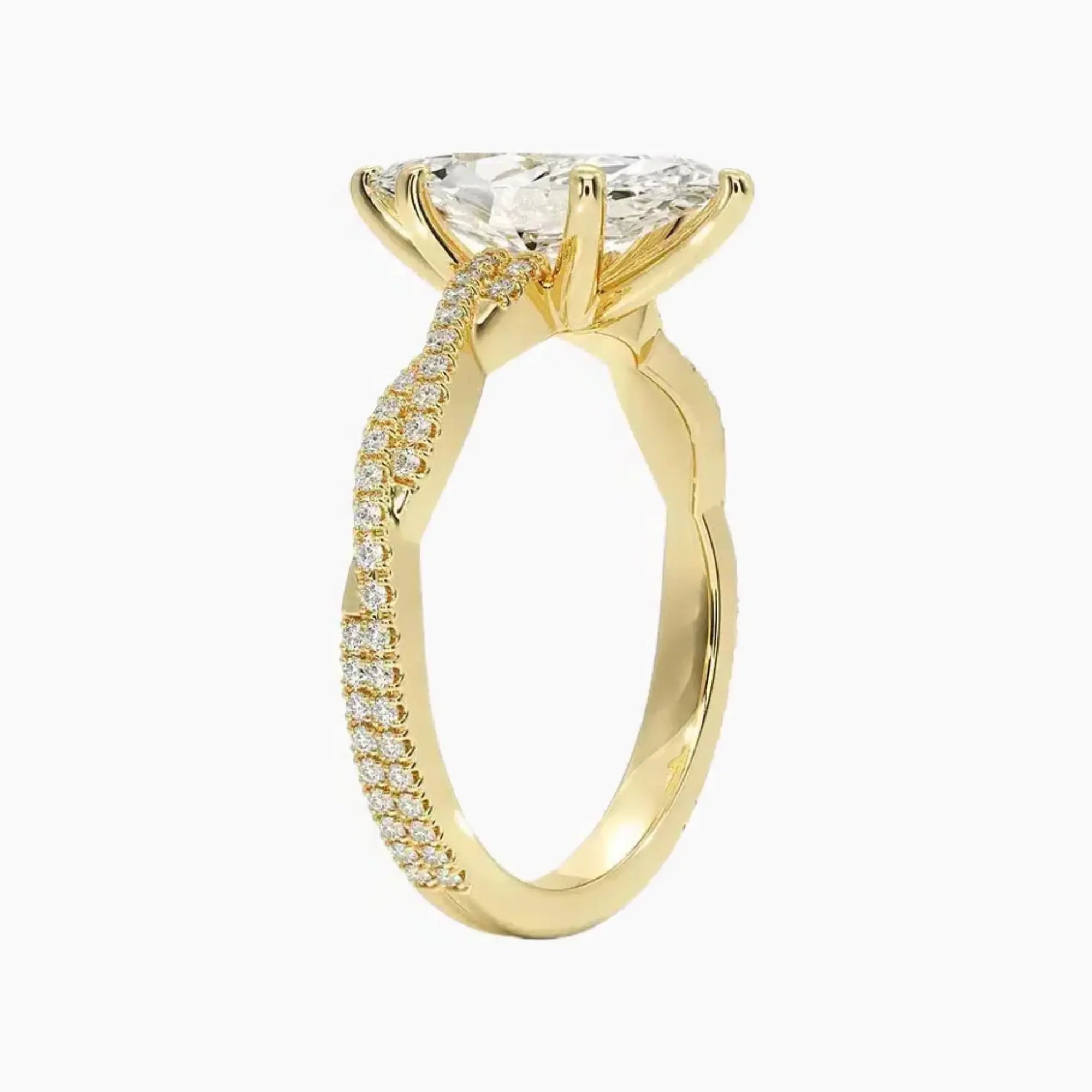 Cassia Marquise Designer 2 Carat Lab Grown Diamond Engagement Ring in 14K Yellow Gold