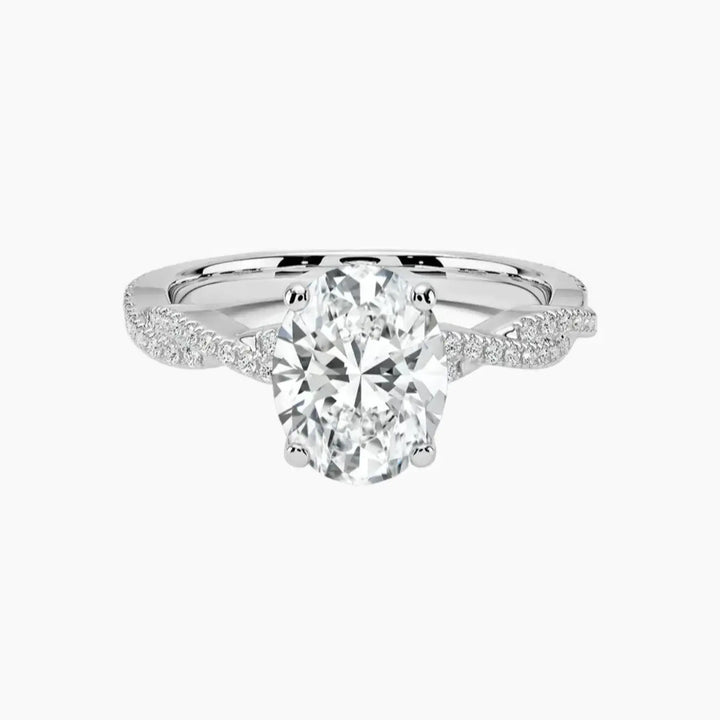 Briar Oval Designer 3 Carat Lab Grown Diamond Engagement Ring in 18K White Gold