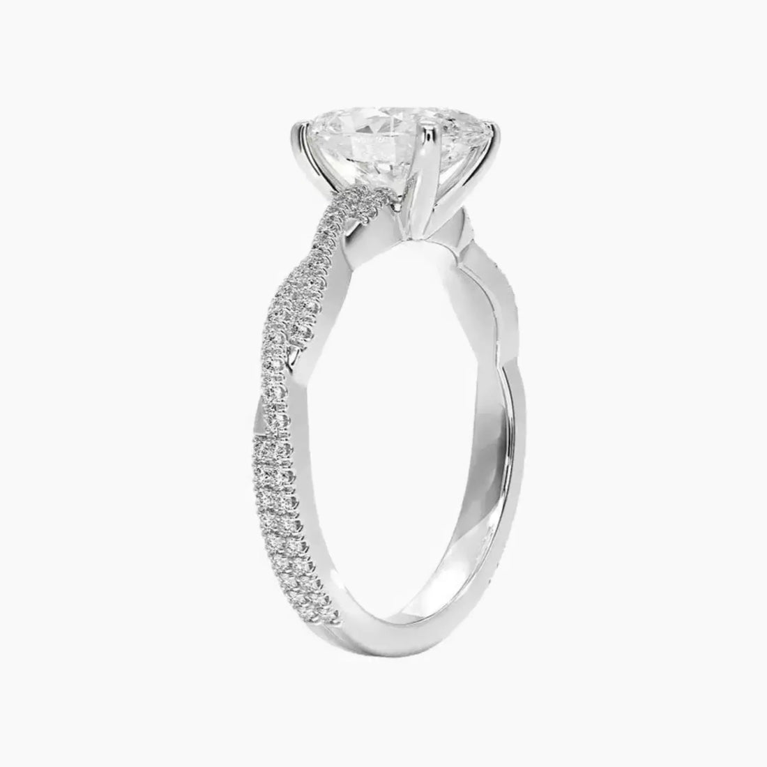 Cassia Oval Designer 1 Carat Lab Grown Diamond Engagement Ring in 14K White Gold