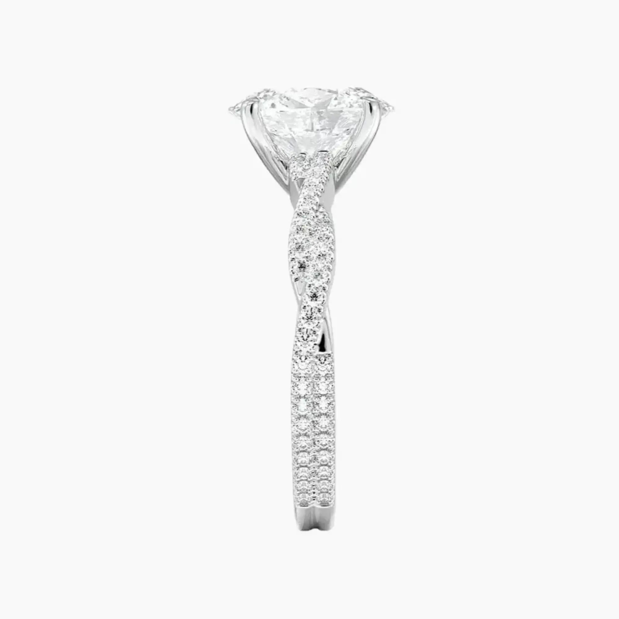 Briar Oval Designer 1 Carat Lab Grown Diamond Engagement Ring in 18K White Gold