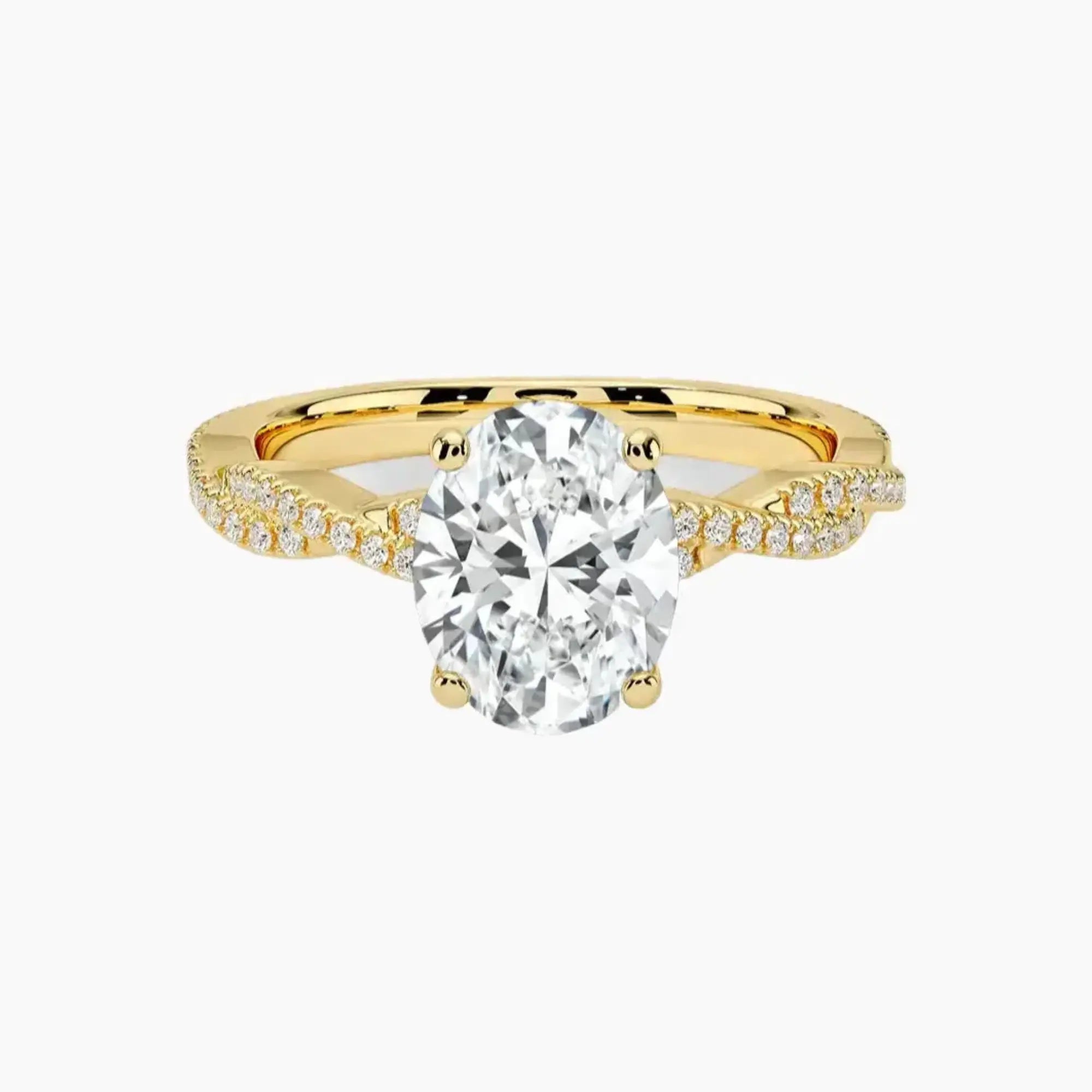 Cassia Oval Designer 3 Carat Lab Grown Diamond Engagement Ring in 14K Yellow Gold