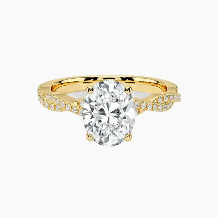 Cassia Oval Designer 3 Carat Lab Grown Diamond Engagement Ring in 14K Yellow Gold