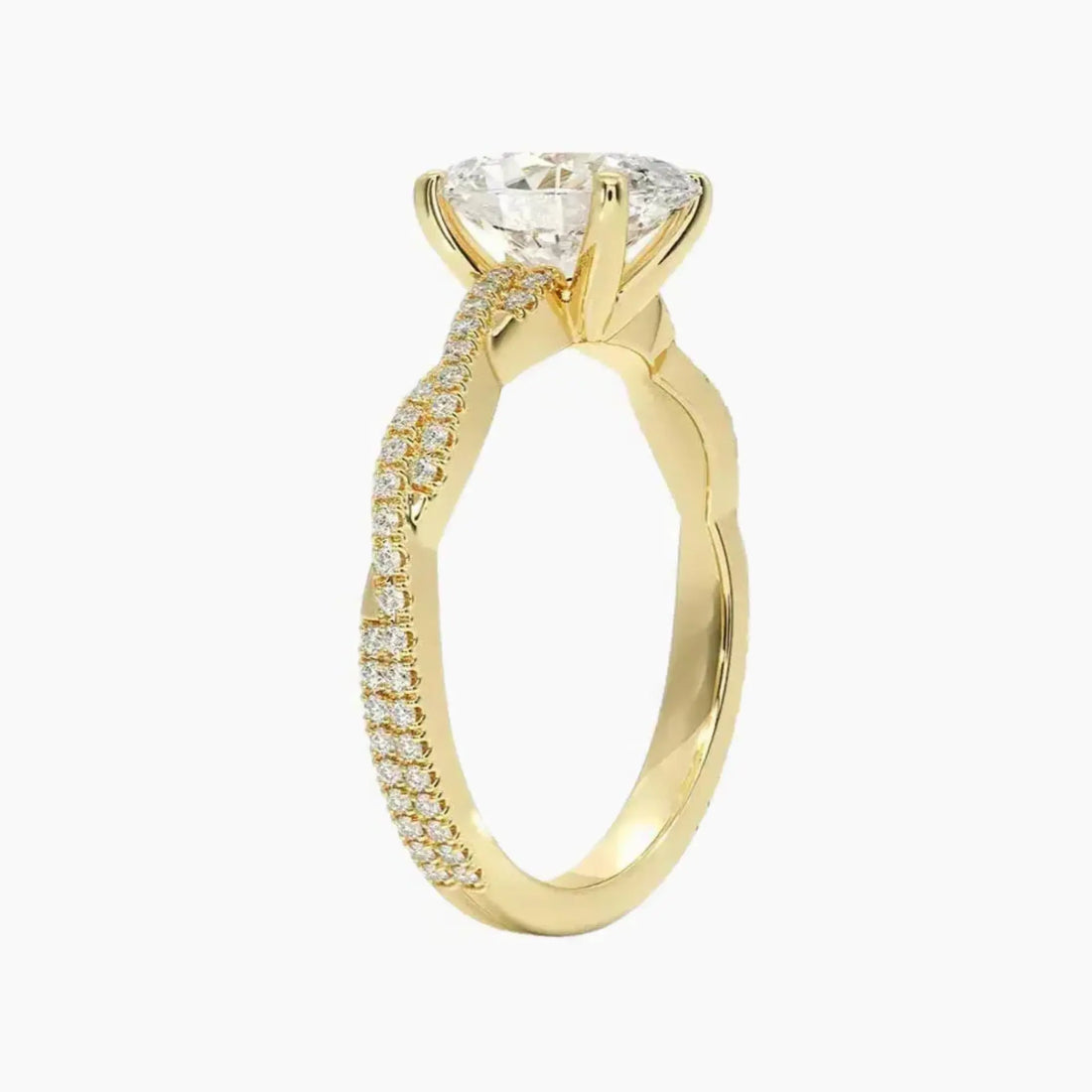 Cassia Oval Designer 2.5 Carat Lab Grown Diamond Engagement Ring in 14K Yellow Gold