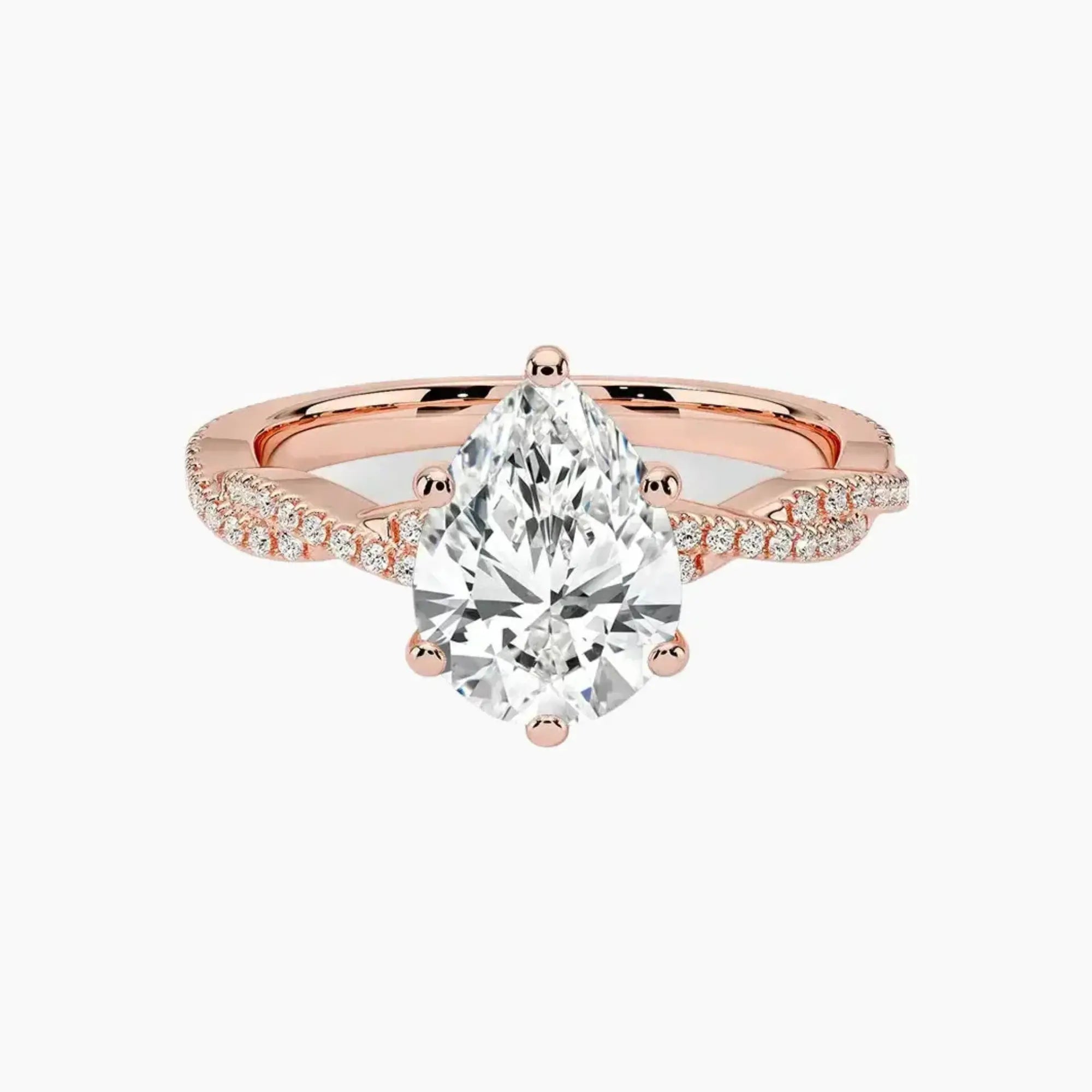 Cassia Pear Designer 1 Carat Lab Grown Diamond Engagement Ring in 18K White Gold