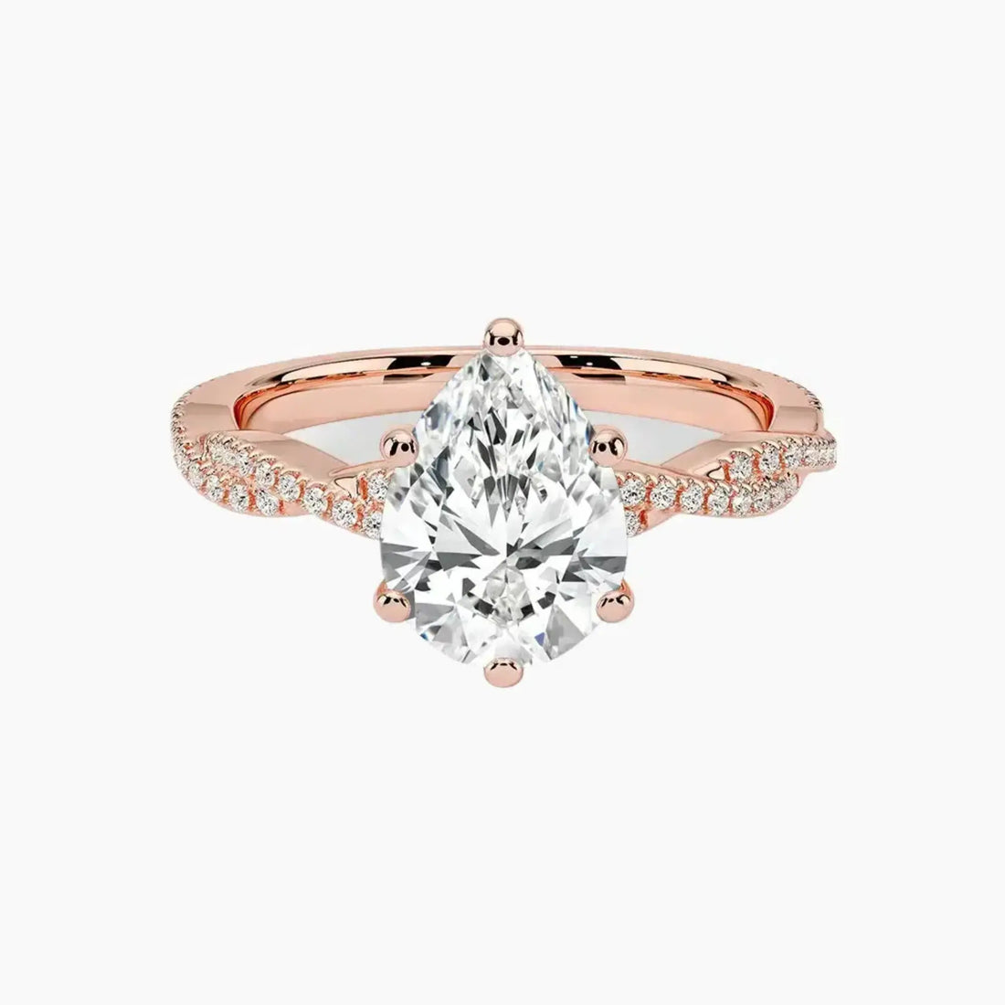 Cassia Pear Designer 2 Carat Lab Grown Diamond Engagement Ring in 18K Yellow Gold