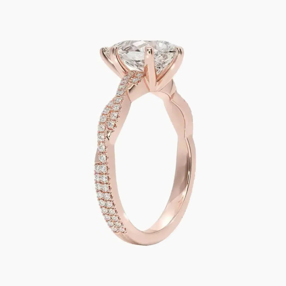 Cassia Pear Designer Diamond Ring Setting in 14K Rose Gold