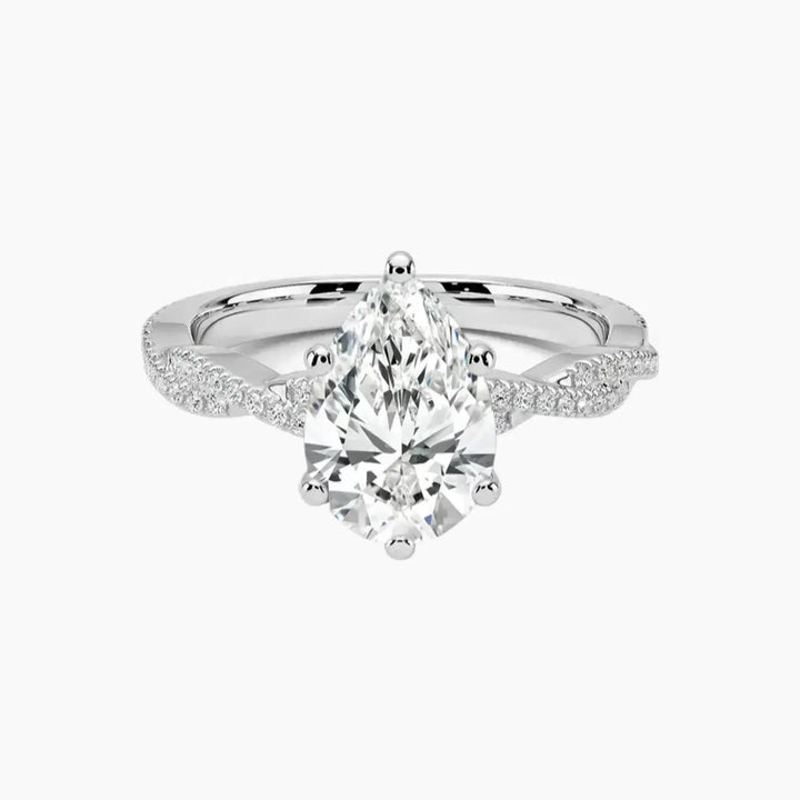 Briar Pear Designer 1.5 Carat Lab Grown Diamond Engagement Ring in 14K White Gold