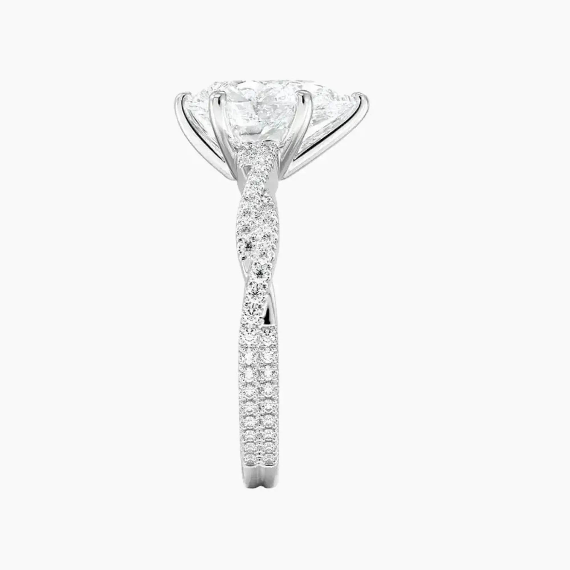 Cassia Pear Designer 1 Carat Lab Grown Diamond Engagement Ring in 14K White Gold