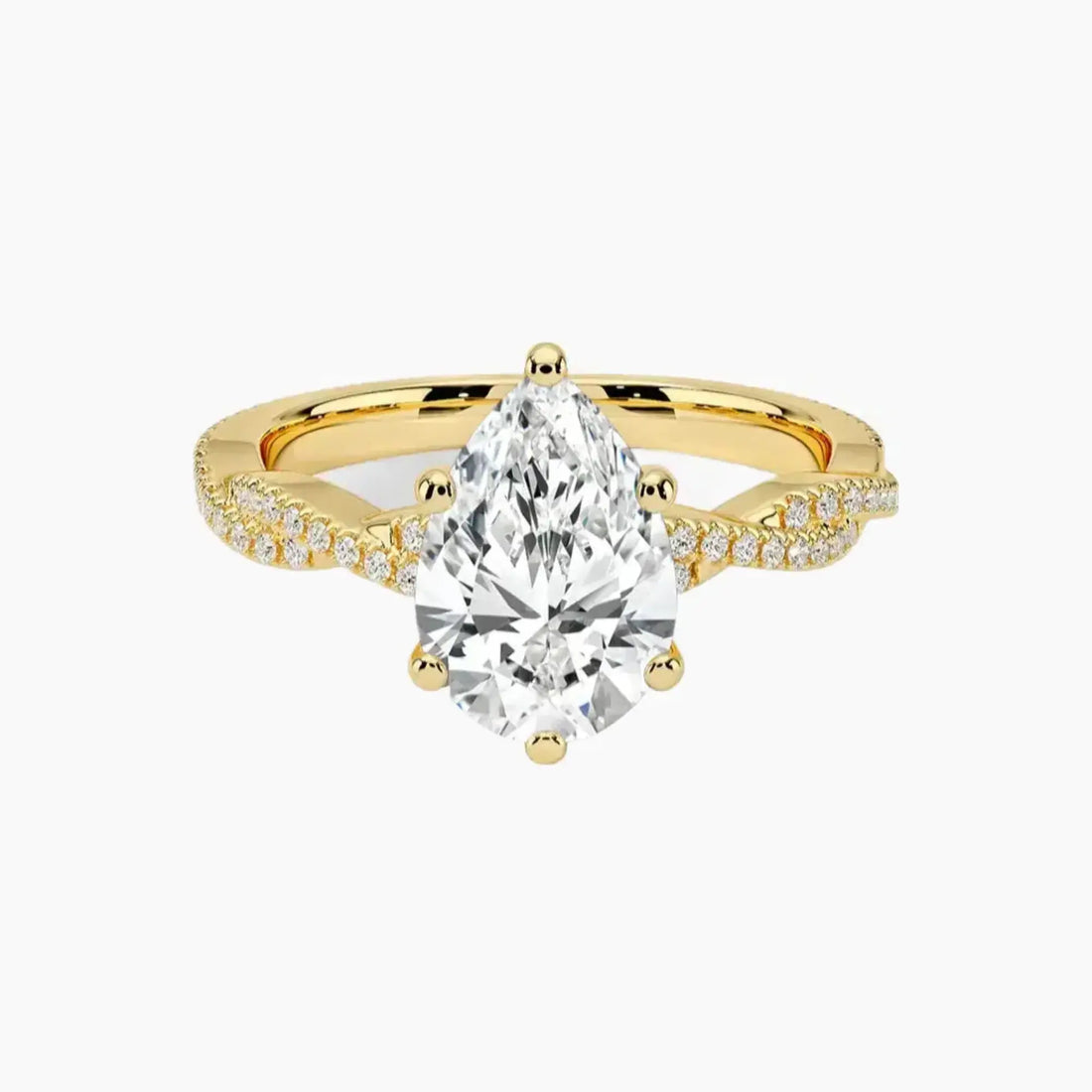 Cassia Pear Designer 1.5 Carat Lab Grown Diamond Engagement Ring in 14K Rose Gold