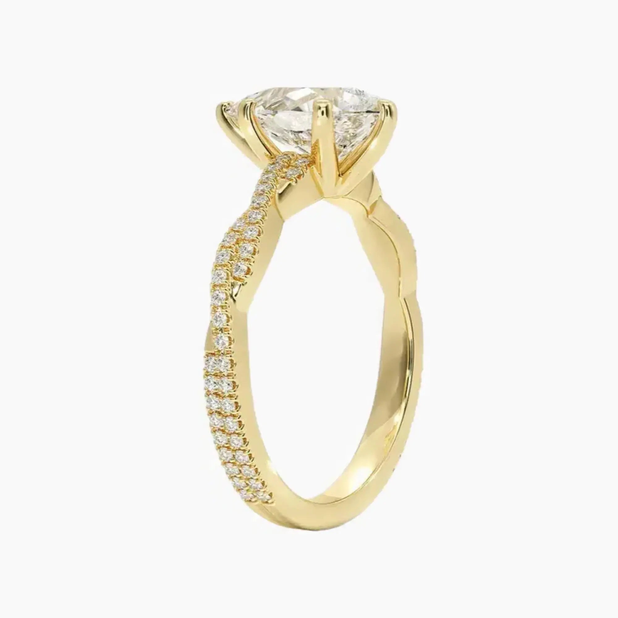 Briar Pear Designer 3 Carat Lab Grown Diamond Engagement Ring in 18K White Gold
