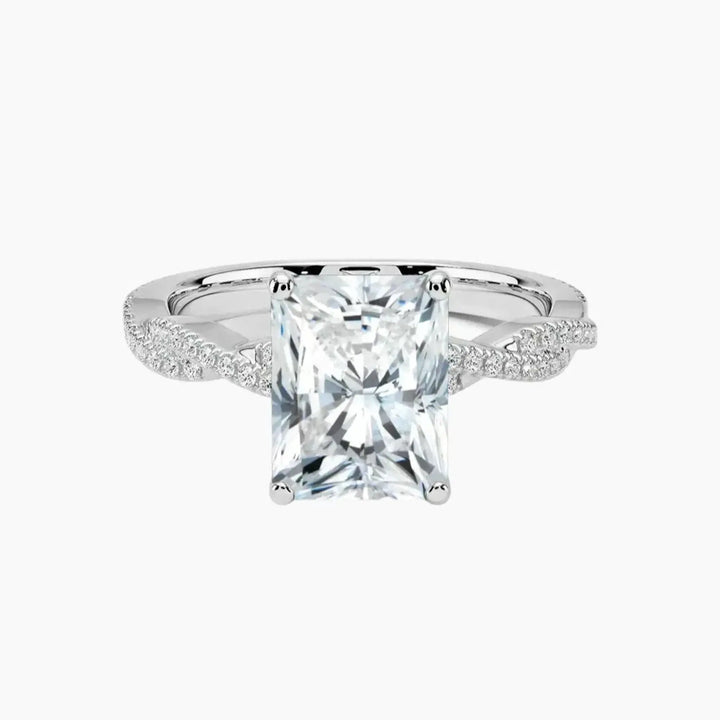 Cassia Radiant Designer 3 Carat Lab Grown Diamond Engagement Ring in 18K White Gold