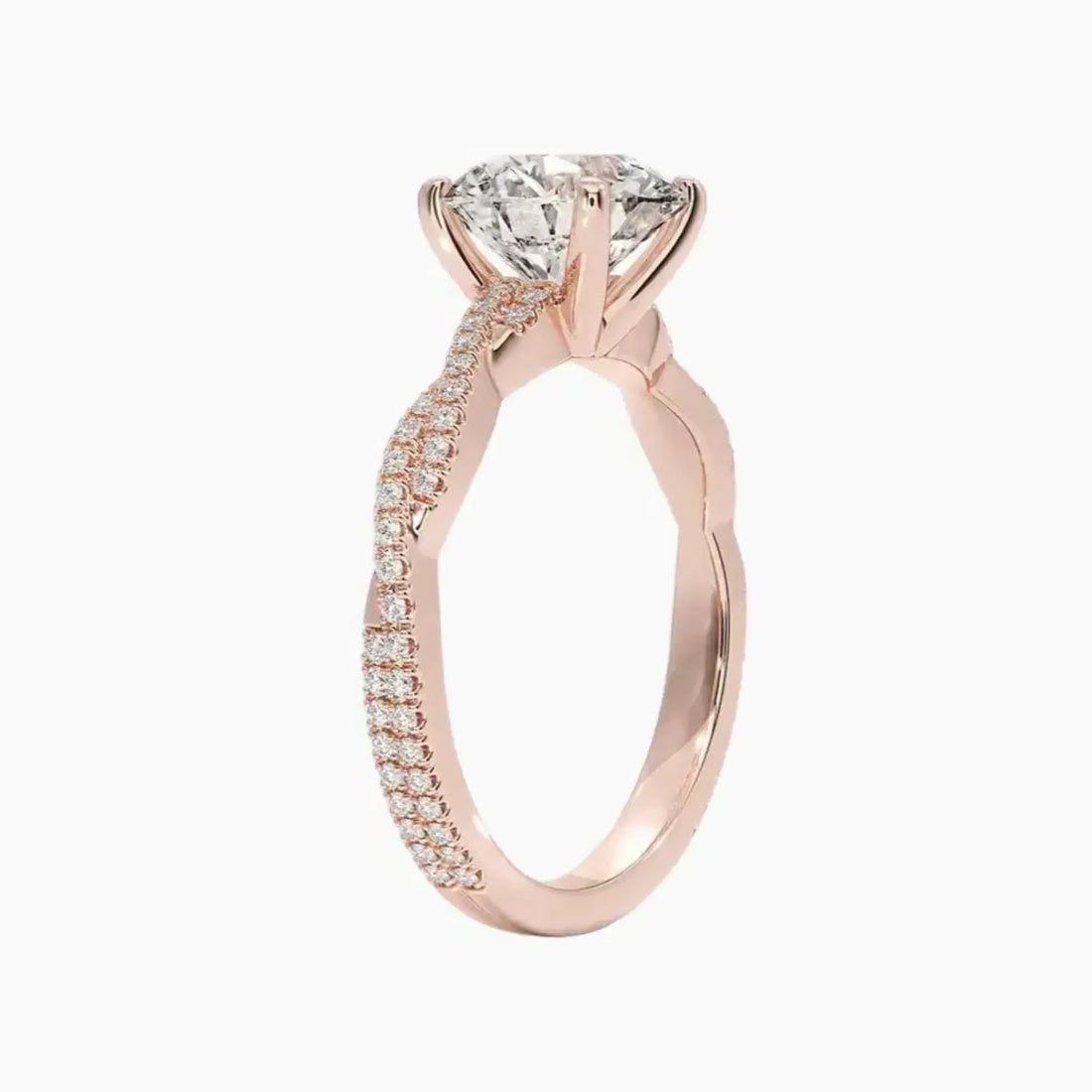 Cassia Round Designer Diamond Ring Setting in 14K Yellow Gold