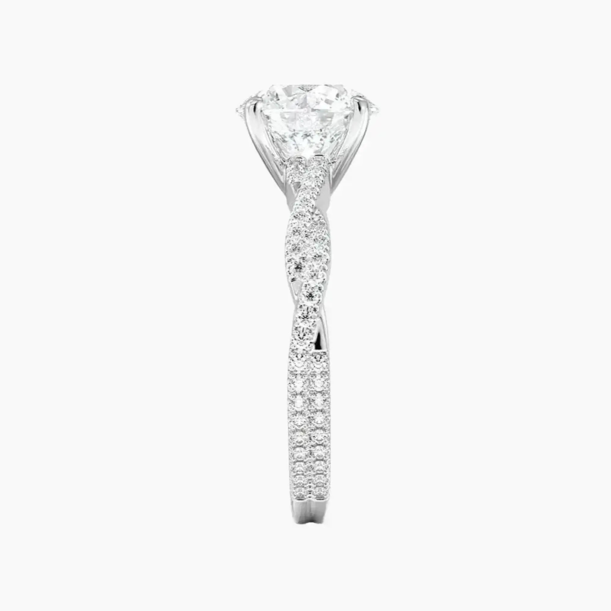 Cassia Round Designer Diamond Ring Setting in 14K White Gold