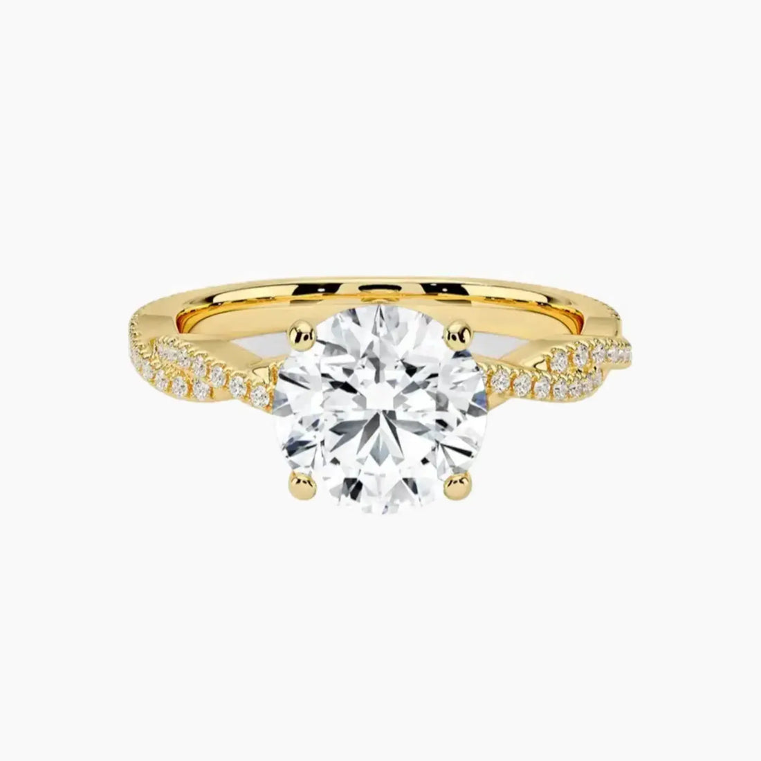 Cassia Round Designer 2.5 Carat Lab Grown Diamond Engagement Ring in 18K Yellow Gold