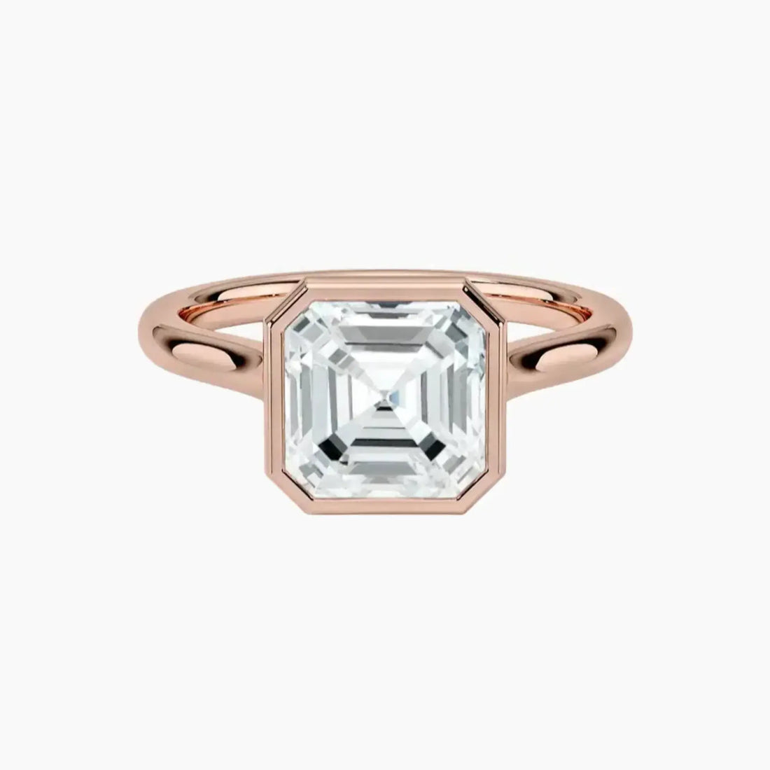 Jovienne Asscher Solitaire 1 Carat Lab Grown Diamond Engagement Ring in 14K Yellow Gold