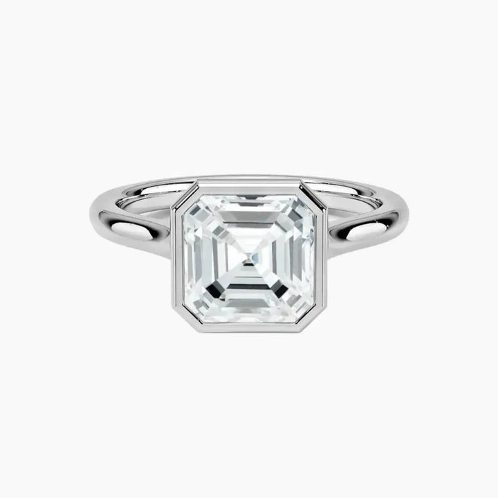 Jovienne Asscher Solitaire 1.5 Carat Lab Grown Diamond Engagement Ring in 14K White Gold