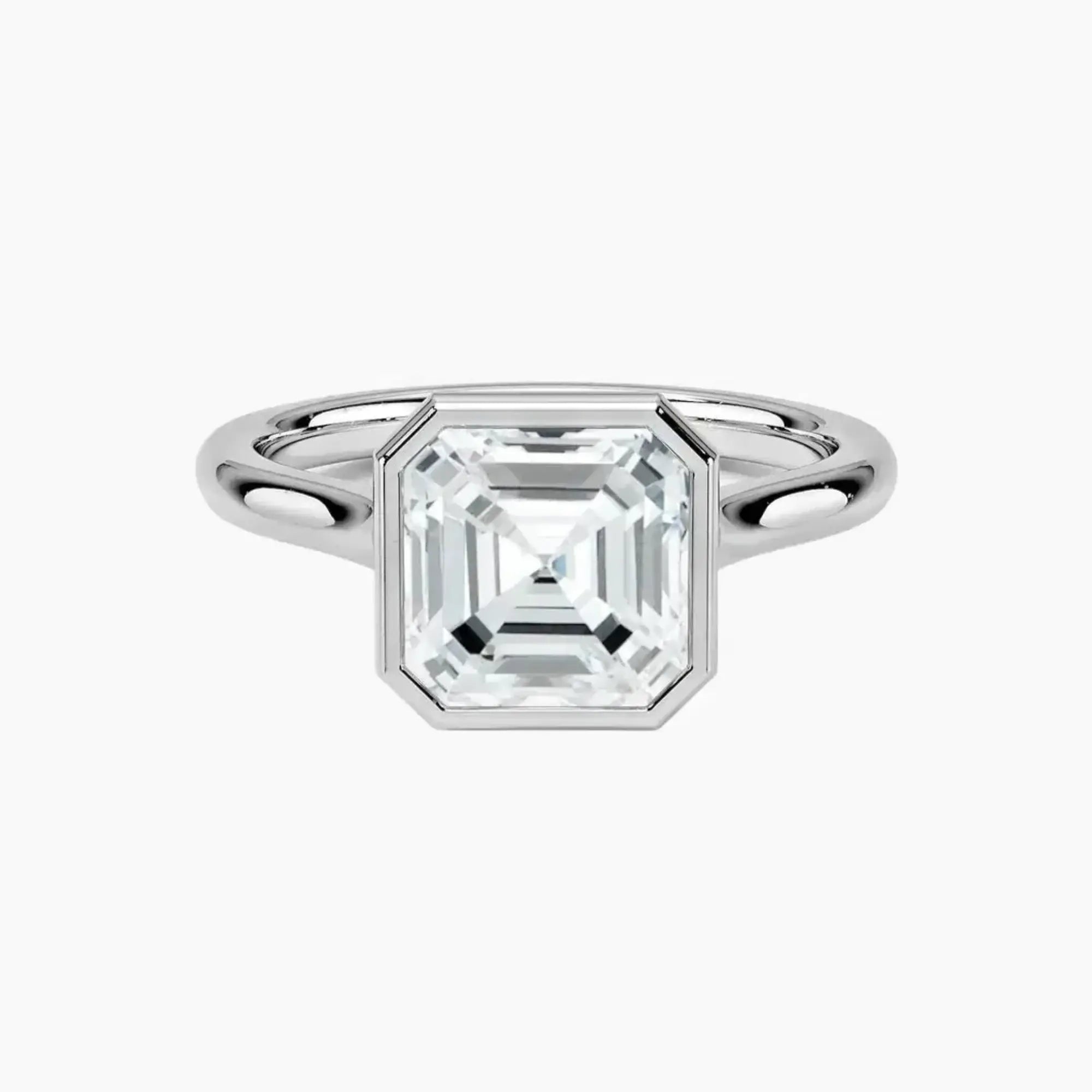 Jovienne Asscher Solitaire 1.5 Carat Lab Grown Diamond Engagement Ring in 18K White Gold
