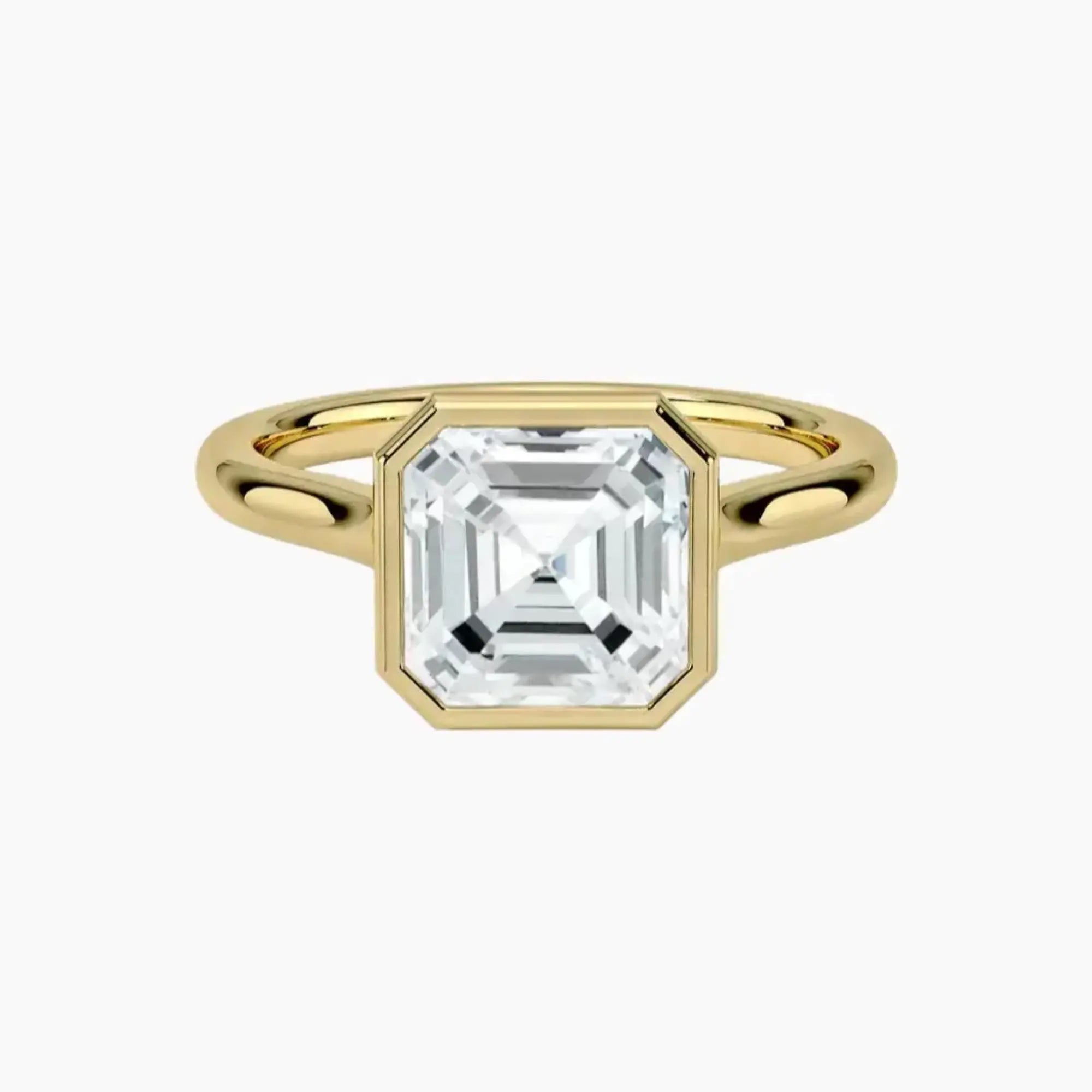 Jovienne Asscher Solitaire 1 Carat Lab Grown Diamond Engagement Ring in 18K Yellow Gold