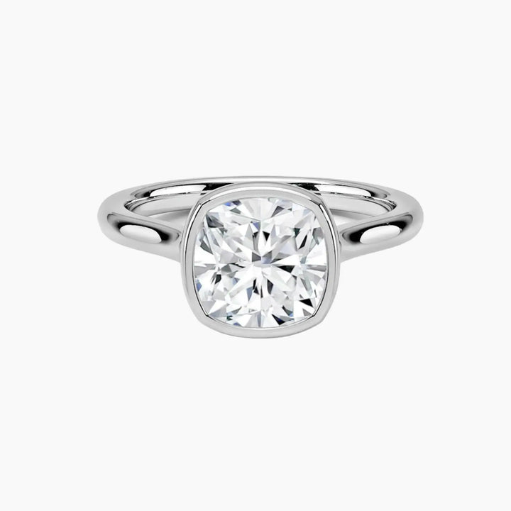 Jovienne Cushion Solitaire 1.5 Carat Lab Grown Diamond Engagement Ring in 18K White Gold