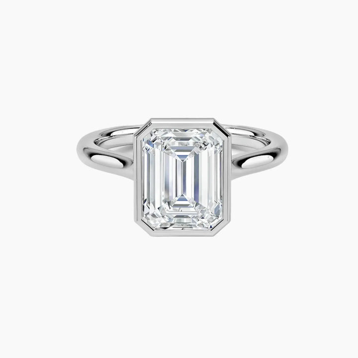 Jovienne Emerald Solitaire 2.5 Carat Lab Grown Diamond Engagement Ring in 18K White Gold