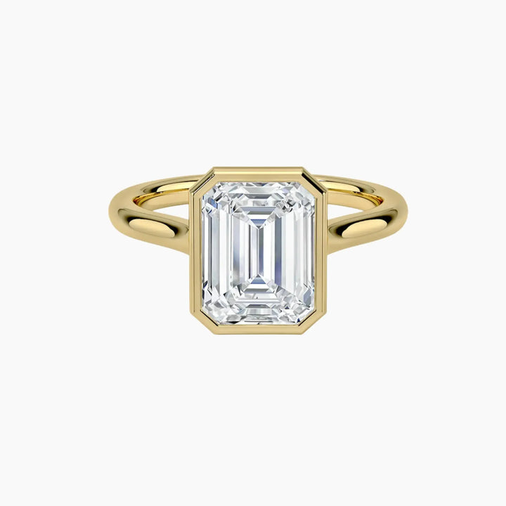 Jovienne Emerald Solitaire 3 Carat Lab Grown Diamond Engagement Ring in 18K Yellow Gold