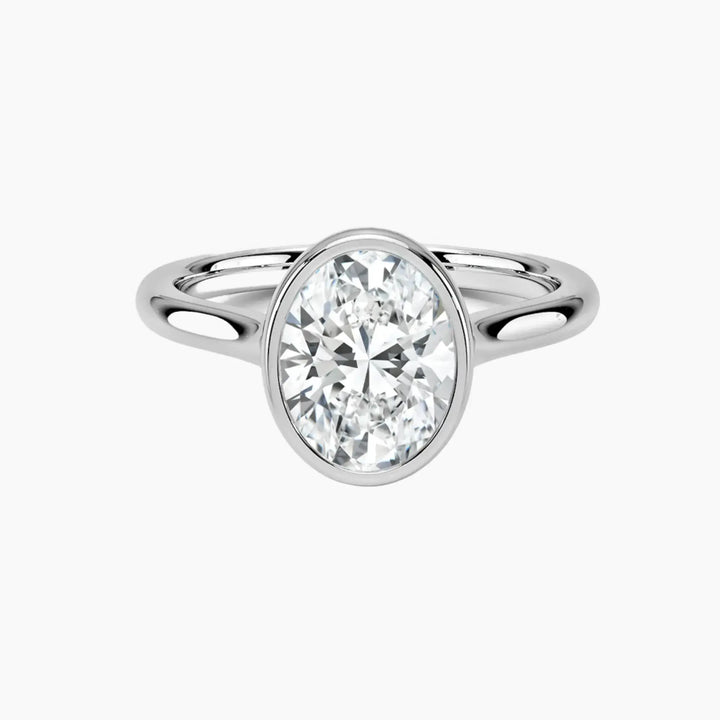 Jovienne Oval Solitaire 2 Carat Lab Grown Diamond Engagement Ring in 14K White Gold