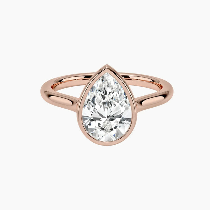 Jovienne Pear Solitaire 3 Carat Lab Grown Diamond Engagement Ring in 18K Rose Gold