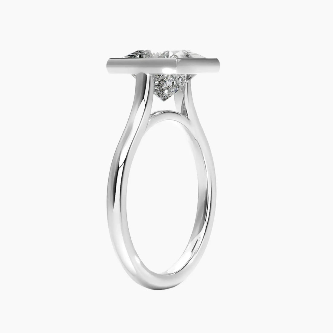 Jovienne Princess Solitaire 2.5 Carat Lab Grown Diamond Engagement Ring in 18K White Gold