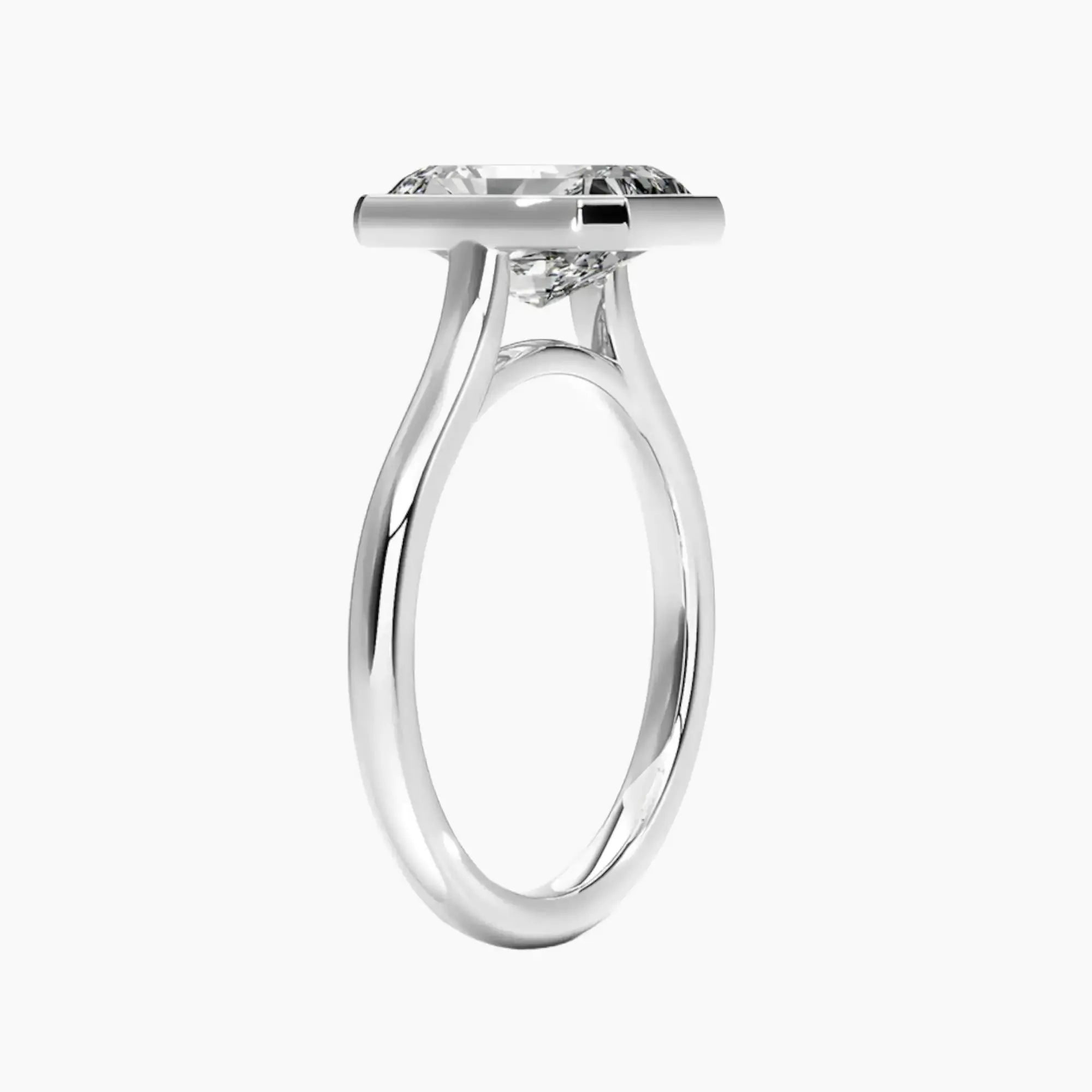 Jovienne Radiant Solitaire 2.5 Carat Lab Grown Diamond Engagement Ring in 18K White Gold