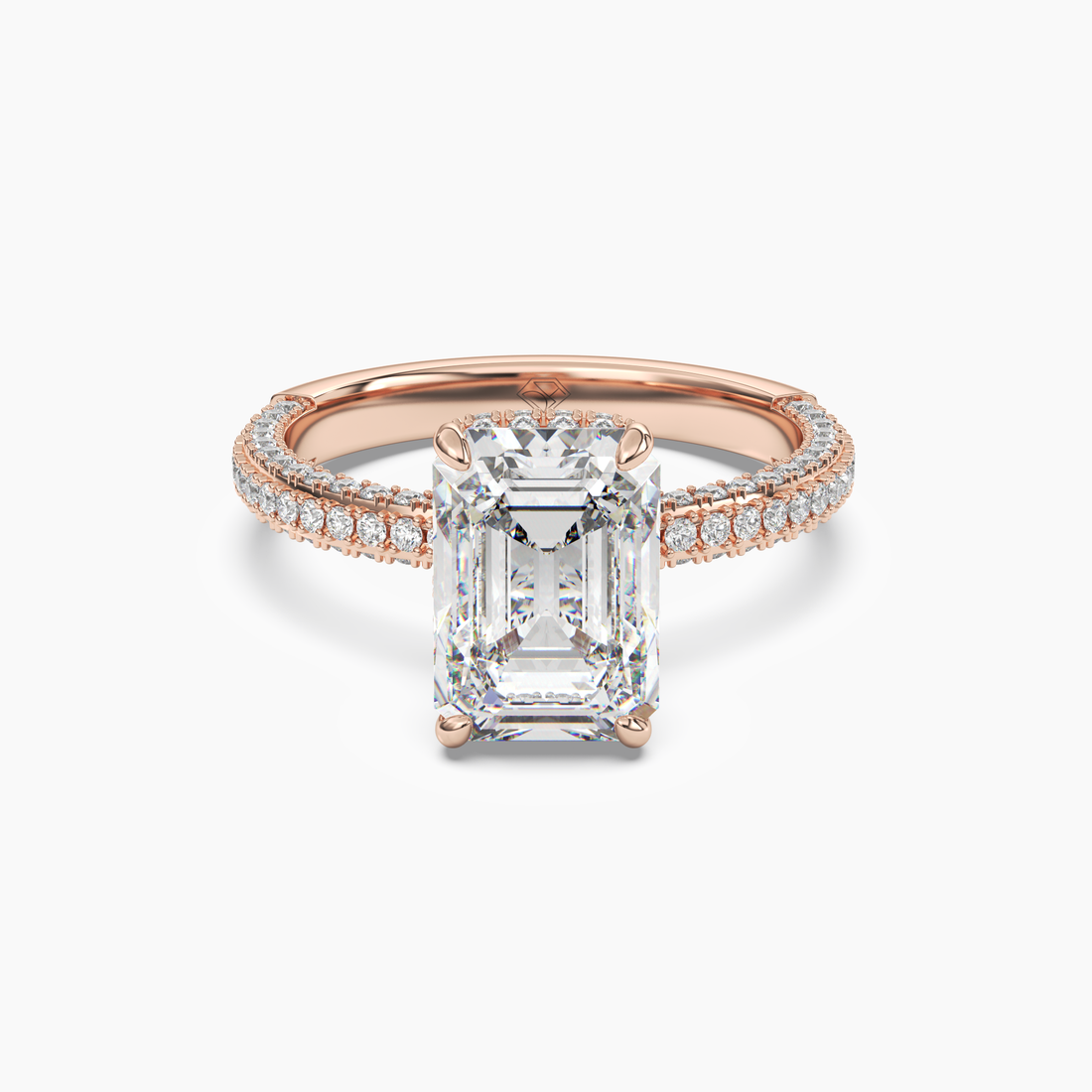 Vesper Emerald Hidden Halo 2 Carat Lab Grown Diamond Engagement Ring in 18K Rose Gold
