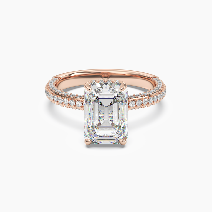 Vesper Emerald Hidden Halo 1.5 Carat Lab Grown Diamond Engagement Ring in 14K Rose Gold