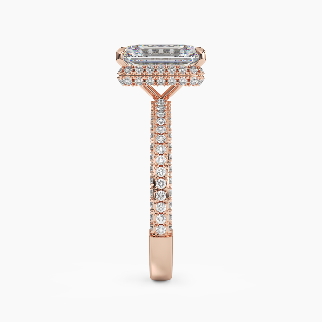 Vesper Emerald Hidden Halo Diamond Ring Setting in 18K Yellow Gold