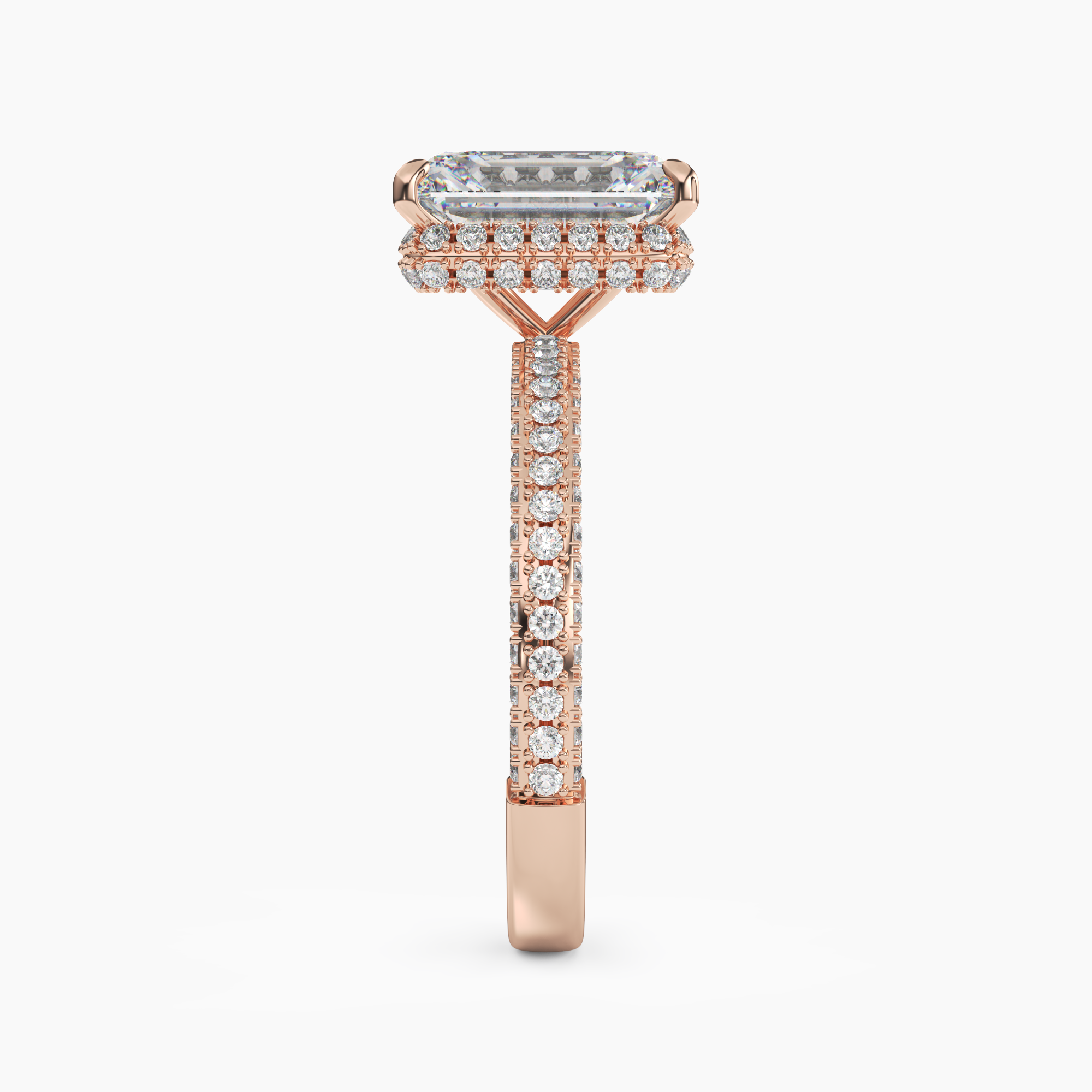 Vesper Emerald Hidden Halo 1 Carat Lab Grown Diamond Engagement Ring in 18K Rose Gold