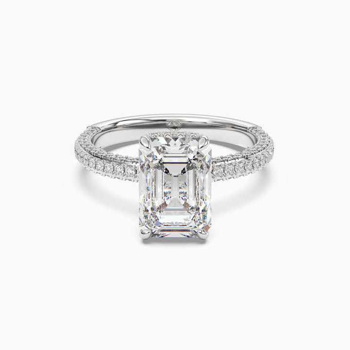Vesper Emerald Hidden Halo 2 Carat Lab Grown Diamond Engagement Ring in 18K White Gold