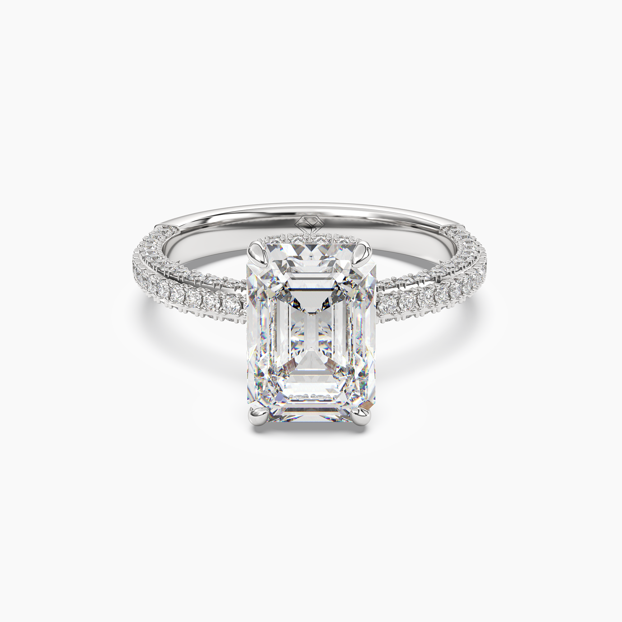 Vesper Emerald Hidden Halo 2 Carat Lab Grown Diamond Engagement Ring in 18K Rose Gold