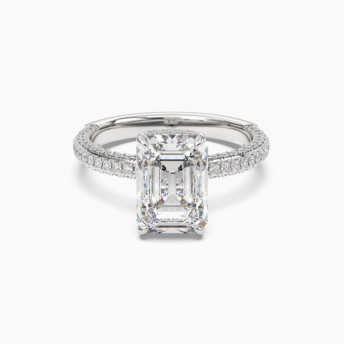 Vesper Emerald Hidden Halo 2 Carat Lab Grown Diamond Engagement Ring in 18K Rose Gold