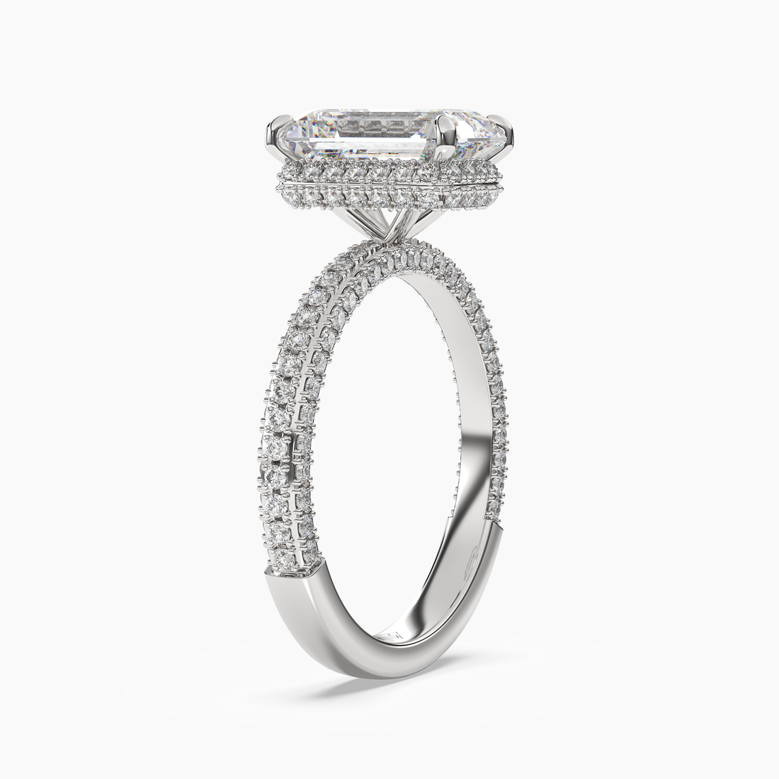 Vesper Emerald Hidden Halo 1 Carat Lab Grown Diamond Engagement Ring in 14K Rose Gold