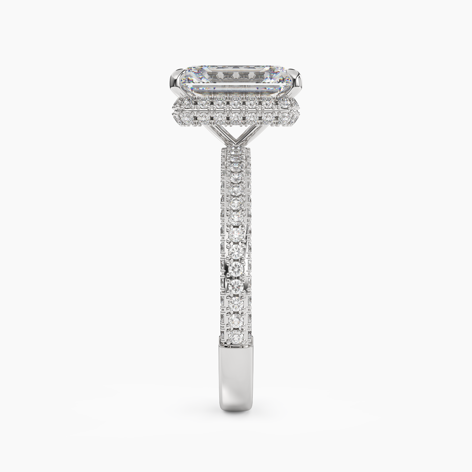 Vesper Emerald Hidden Halo 2.5 Carat Lab Grown Diamond Engagement Ring in 18K White Gold