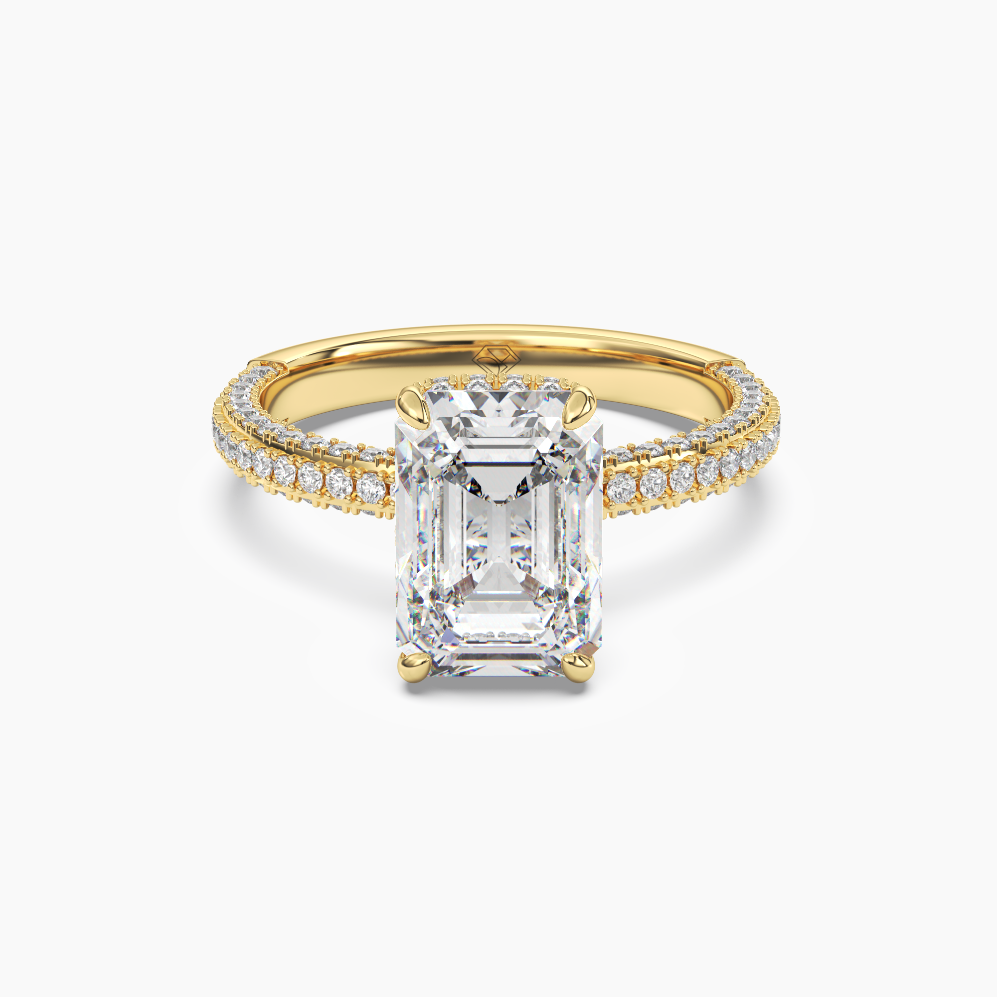 Vesper Emerald Hidden Halo 2.5 Carat Lab Grown Diamond Engagement Ring in 14K White Gold