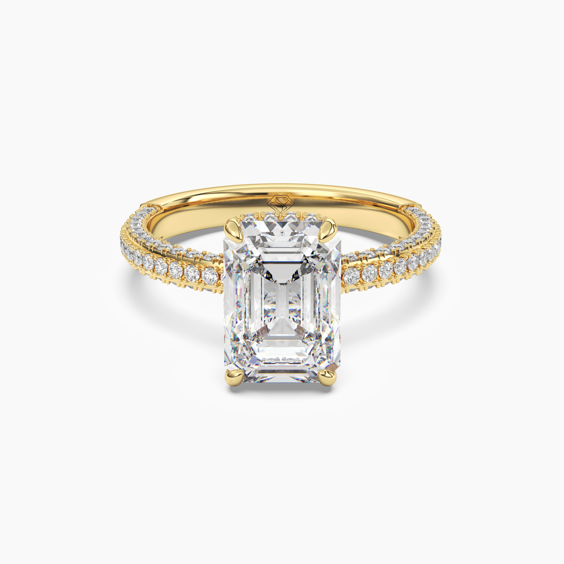 Vesper Emerald Hidden Halo 2 Carat Lab Grown Diamond Engagement Ring in 14K Yellow Gold